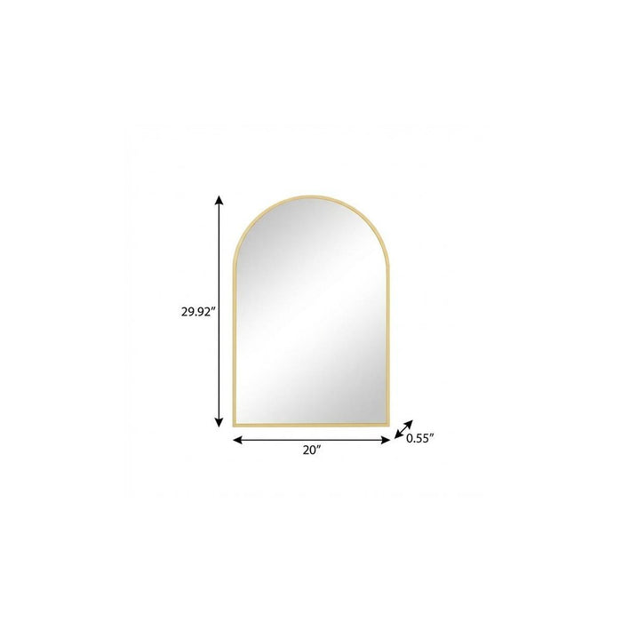 30" Gold Metal Arch Framed Accent Mirror