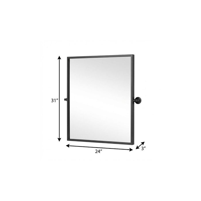 31" Black Iron Tilting Framed Bathroom Vanity Mirror