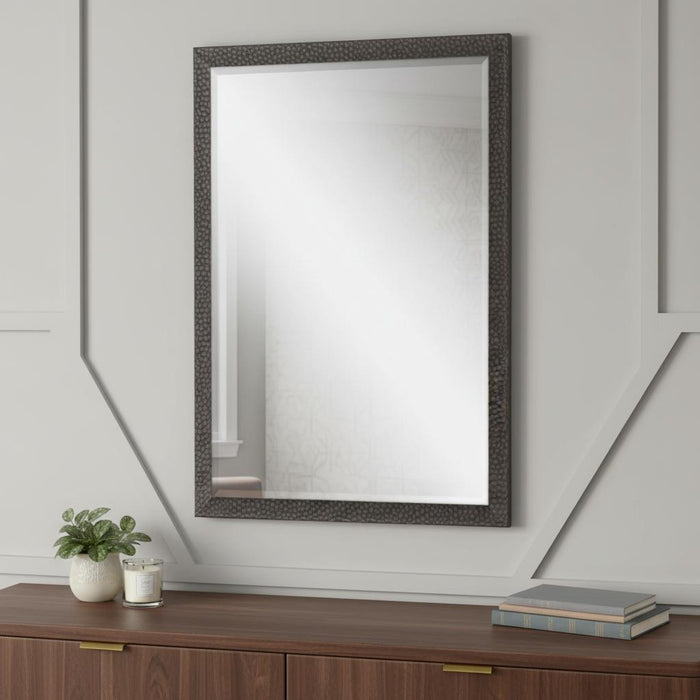 31" Dark Brown Solid Wood Framed Accent Mirror
