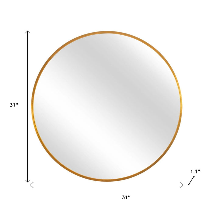 31" Gold Metal Round Framed Accent Mirror