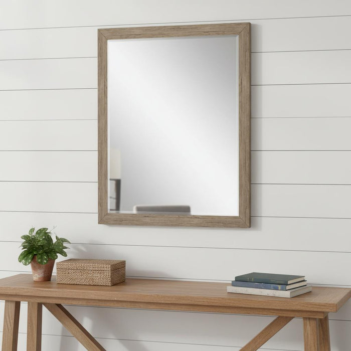 31" Light Brown Framed Accent Mirror