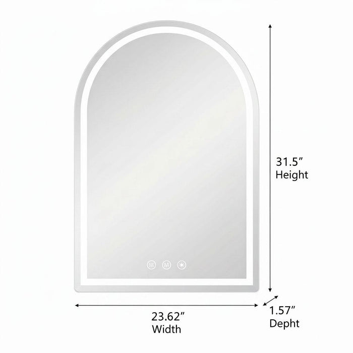 32" Arch Lighted Frameless Bathroom Vanity Mirror
