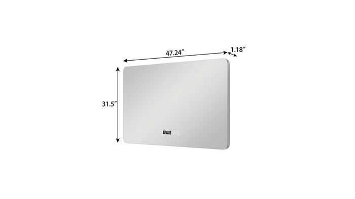 32" Black Aluminum Lighted Framed Anti Fog Bathroom Vanity Mirror