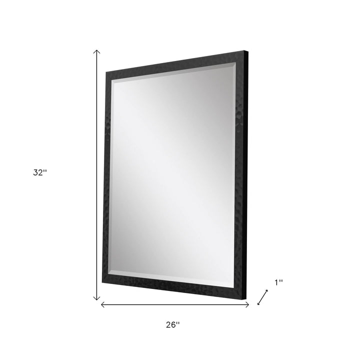 32" Black Hammered Geometric Framed Accent Mirror