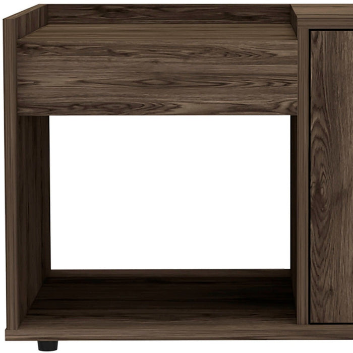 32" Brown Wood Coffee Table With Shelf