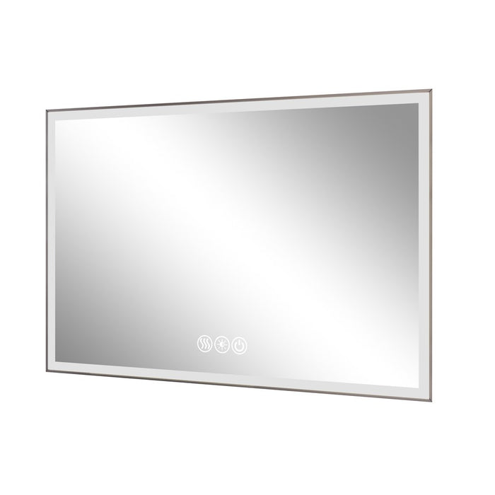 32" Silver Aluminum Lighted Framed Anti Fog Bathroom Vanity Mirror