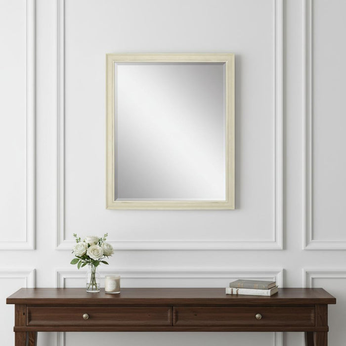 32" White Solid Wood Framed Accent Mirror