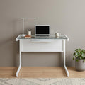 33" Clear and White Glass and Stainless Steel Writing Desk