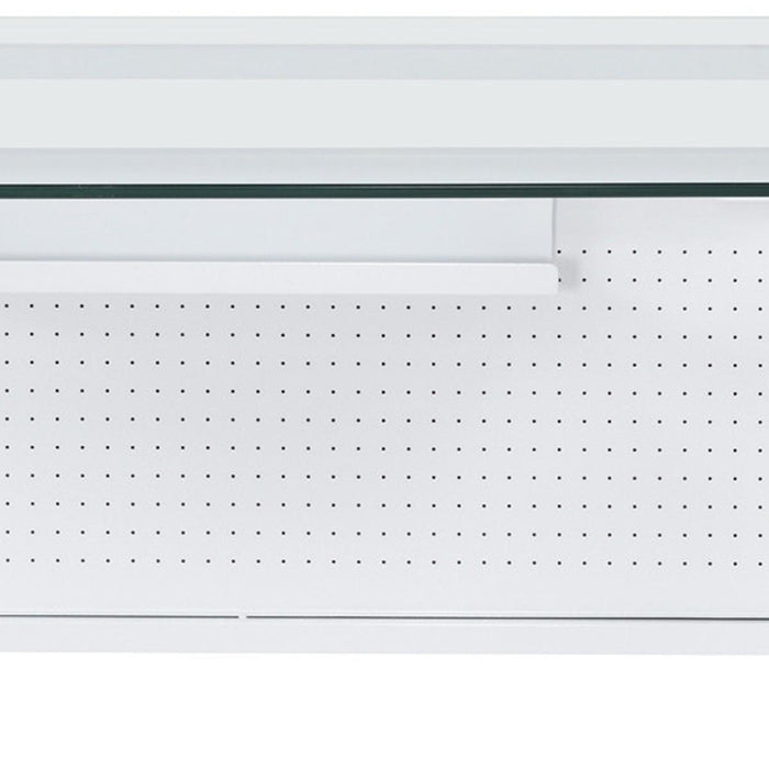 33" Clear and White Glass and Stainless Steel Writing Desk