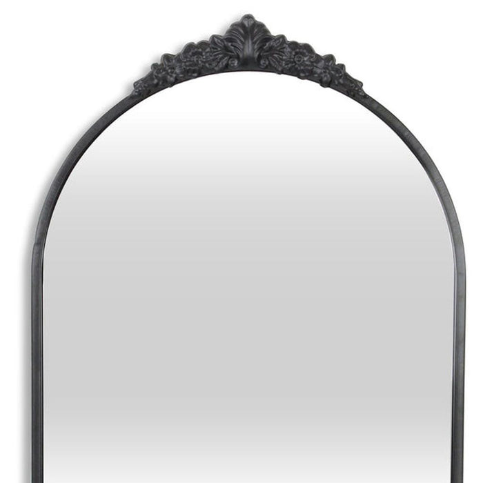 34" Black Metal Arch Accent Mirror