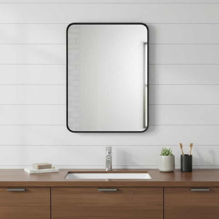 35" Black Metal Floating Framed Bathroom Vanity Mirror