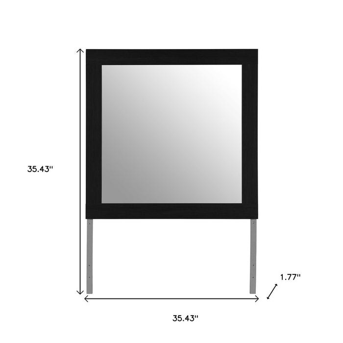 35" Black Wood Square Mounted Framed Dresser Mirror