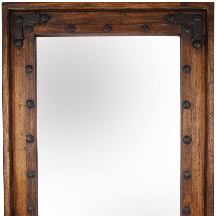 35" Brown Solid Wood Rustic Framed Accent Mirror