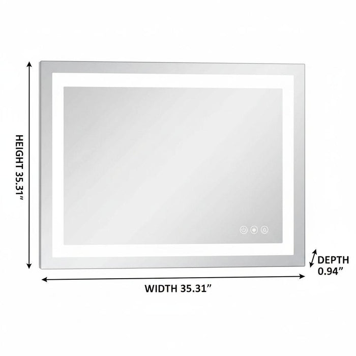 35" Lighted Frameless Bathroom Vanity Mirror