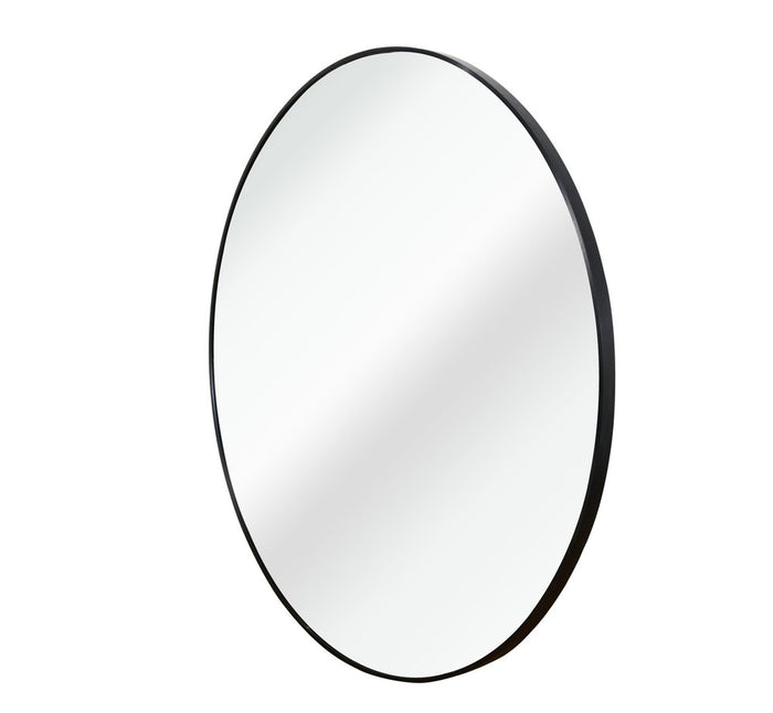 36" Black Aluminum Round Framed Bathroom Vanity Mirror