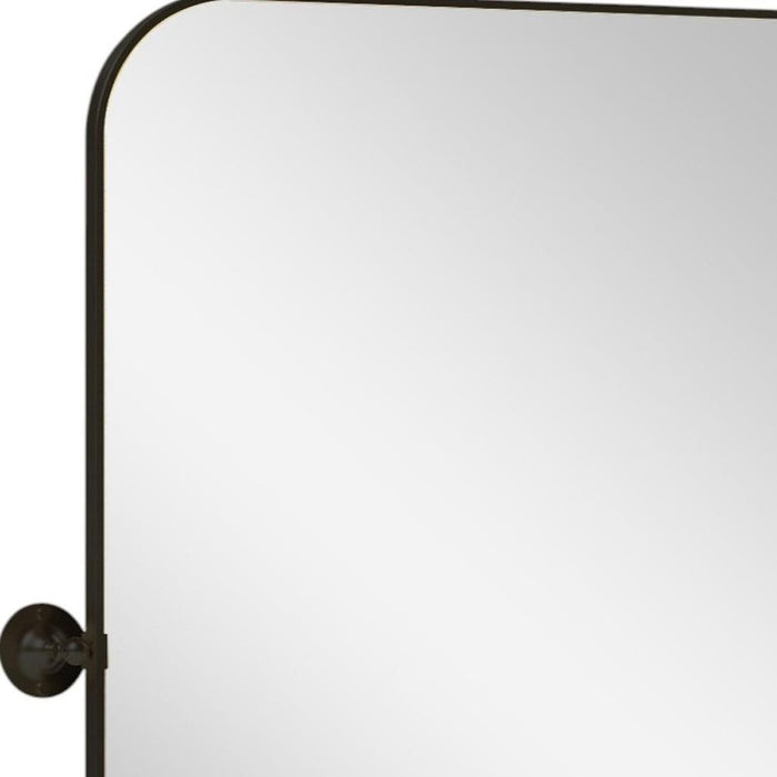 36" Black Iron Tilting Framed Bathroom Vanity Mirror