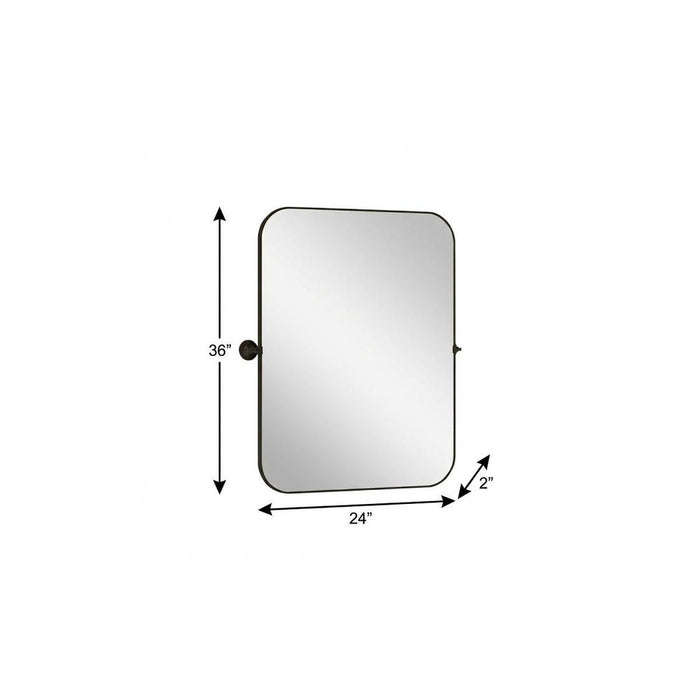 36" Black Iron Tilting Framed Bathroom Vanity Mirror
