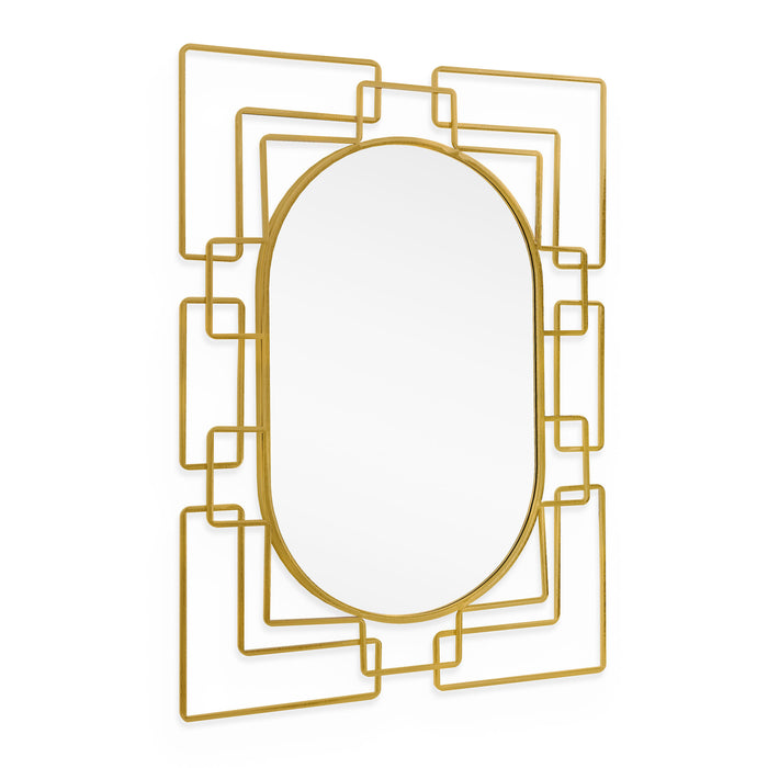 36" Gold Metal Geometric Oval Accent Mirror