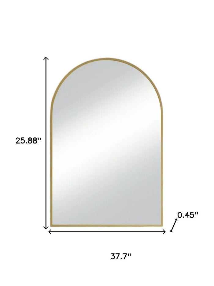 38" Gold Metal Arch Framed Accent Mirror
