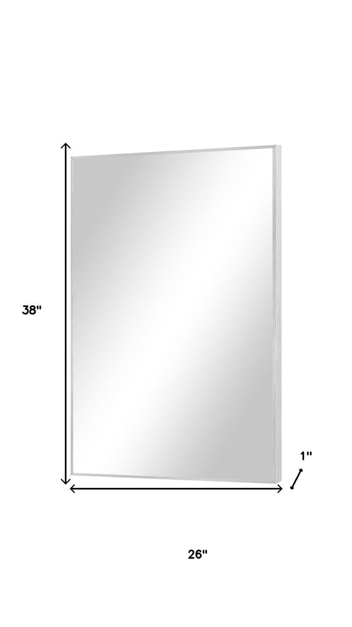 38" Silver Aluminum Framed Bathroom Vanity Mirror