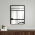 39" Black Iron Window Pane Geometric Framed Accent Mirror