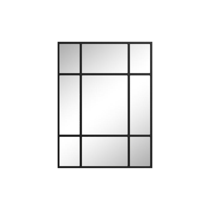 39" Black Iron Window Pane Geometric Framed Accent Mirror