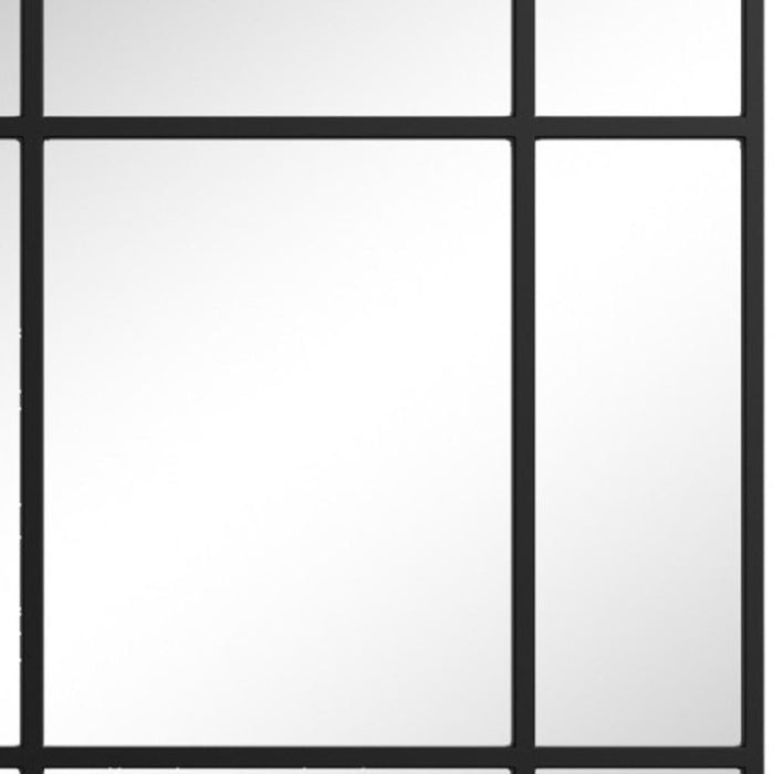 39" Black Iron Window Pane Geometric Framed Accent Mirror