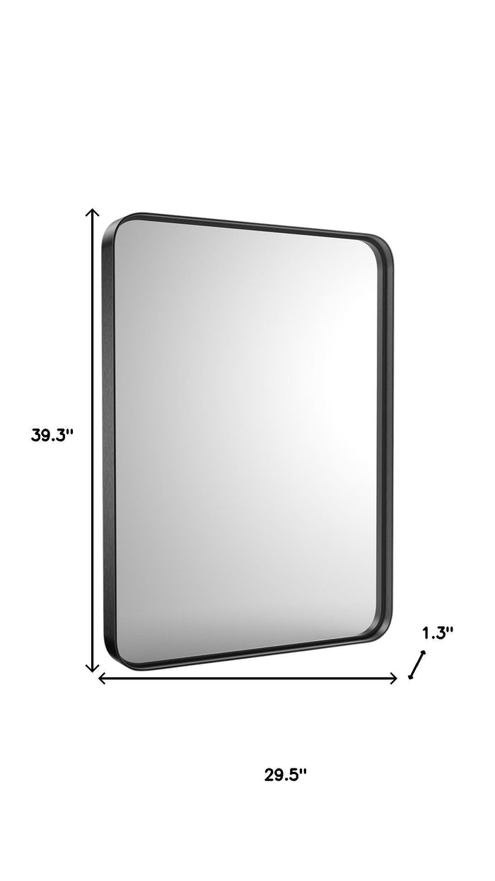 39" Black Metal Floating Framed Bathroom Vanity Mirror