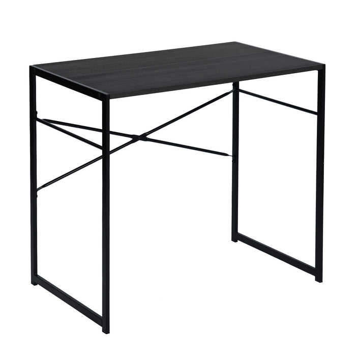 39" Brown and Black Wood and Metal H-Shape Computer Desk