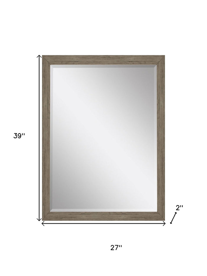 39" Light Brown Framed Accent Mirror