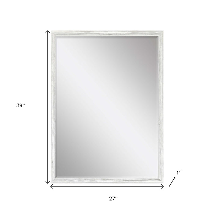39" White Wood Accent Mirror