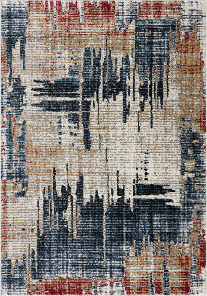 4' X 6' Blue And Ivory Abstract Area Rug