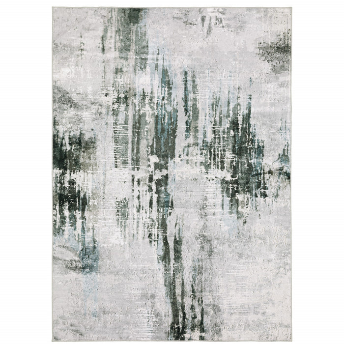 4' X 6' Silver and Gray Abstract Non Skid Area Rug