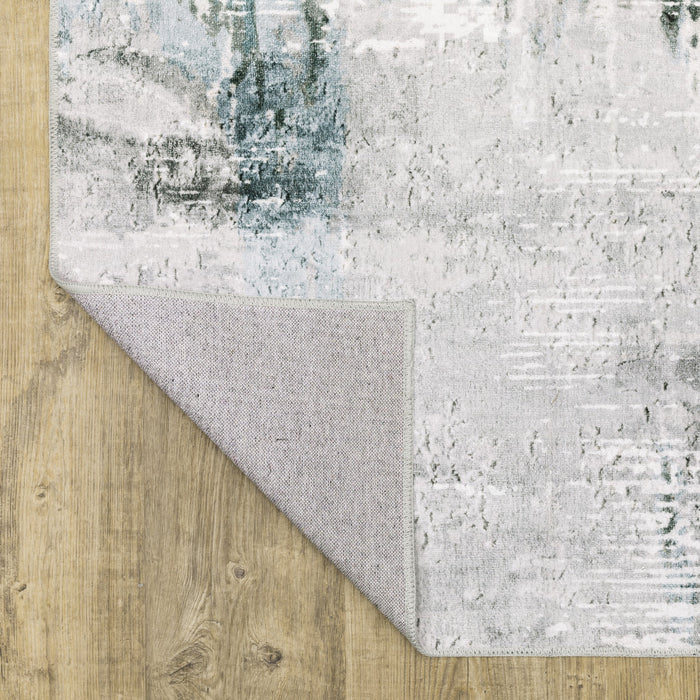 4' X 6' Silver and Gray Abstract Non Skid Area Rug