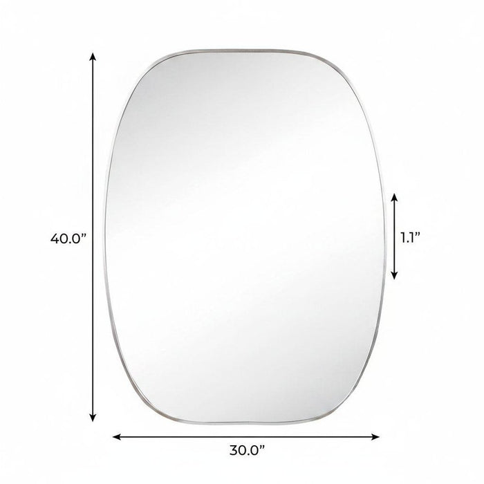 40" Silver Aluminum Oval Framed Bathroom Vanity Mirror