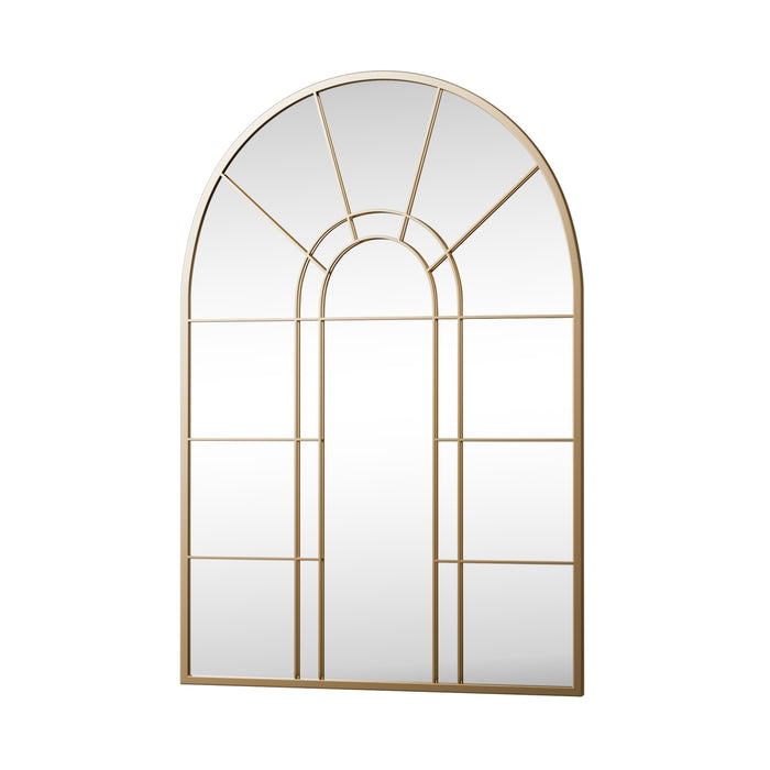 41" Gold Arch Metal Window Pane Framed Accent Mirror