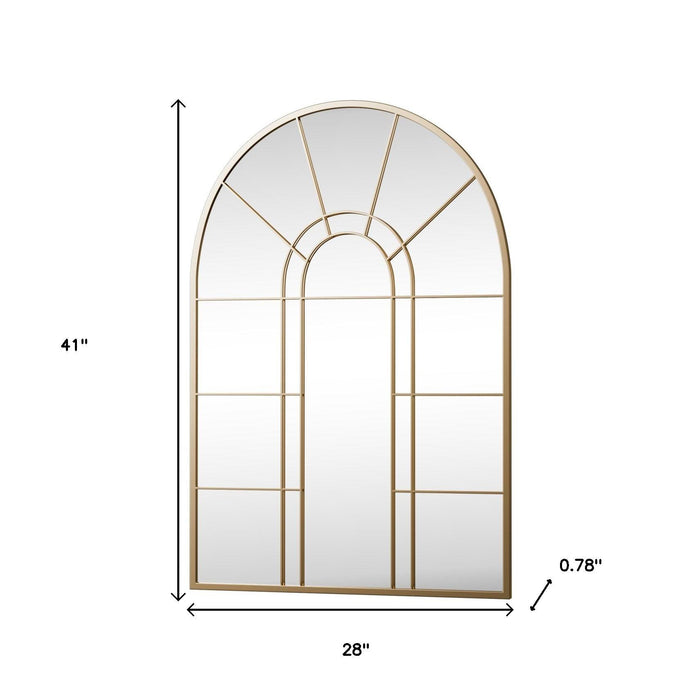 41" Gold Arch Metal Window Pane Framed Accent Mirror