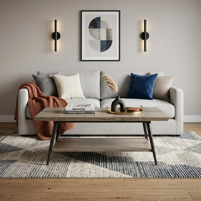 43" Gray and Black Wood Coffee Table