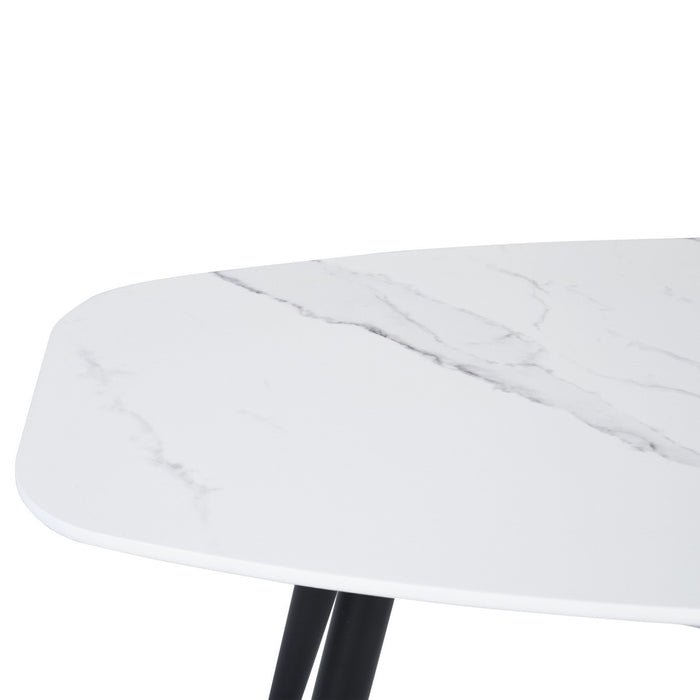 43" White and Black Faux Marble And Steel Coffee Table