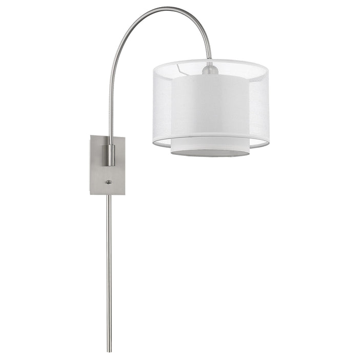 44" Clear Silver And White Metal And Sheer Fabric Flush Mount Wall Sconce