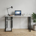 47" Antiqued White and Black Writing Desk