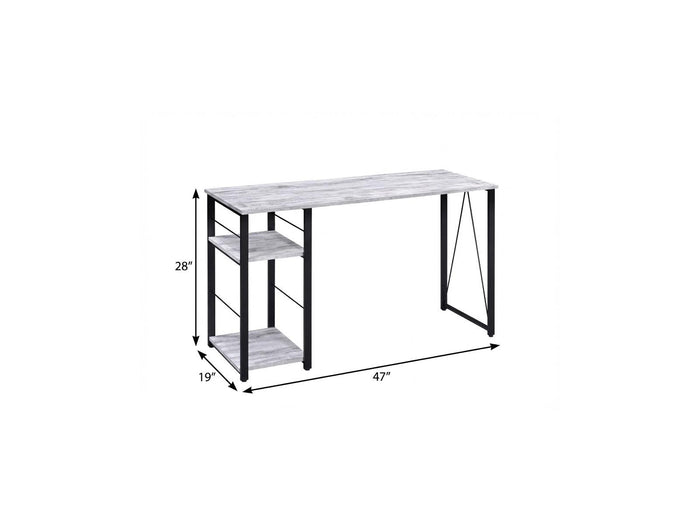 47" Antiqued White and Black Writing Desk