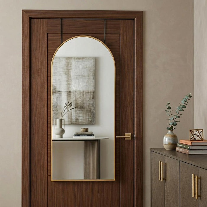 47" Gold Aluminum Arch Over the Door Framed Accent Mirror