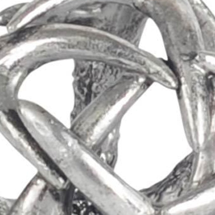 5" Antiqued Silver Resin Faux Antler Decorative Orb