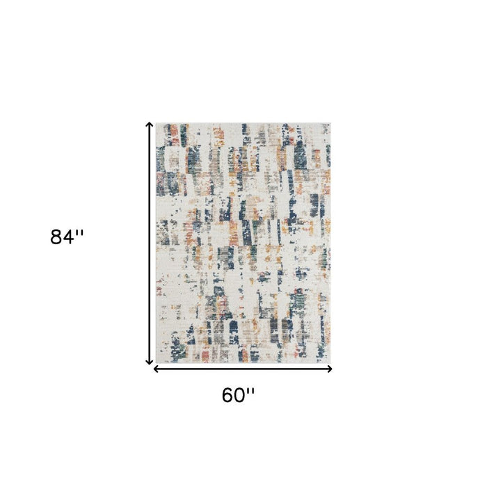 5' X 7' Blue Abstract Area Rug