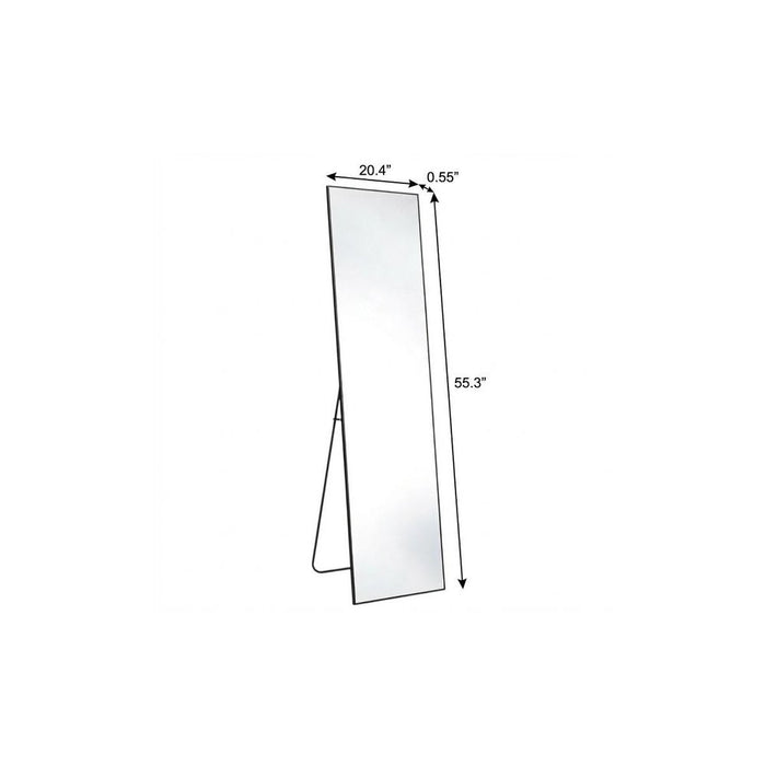 55" Black Aluminum Freestanding And Wall Mounted Framed Full Length Mirror