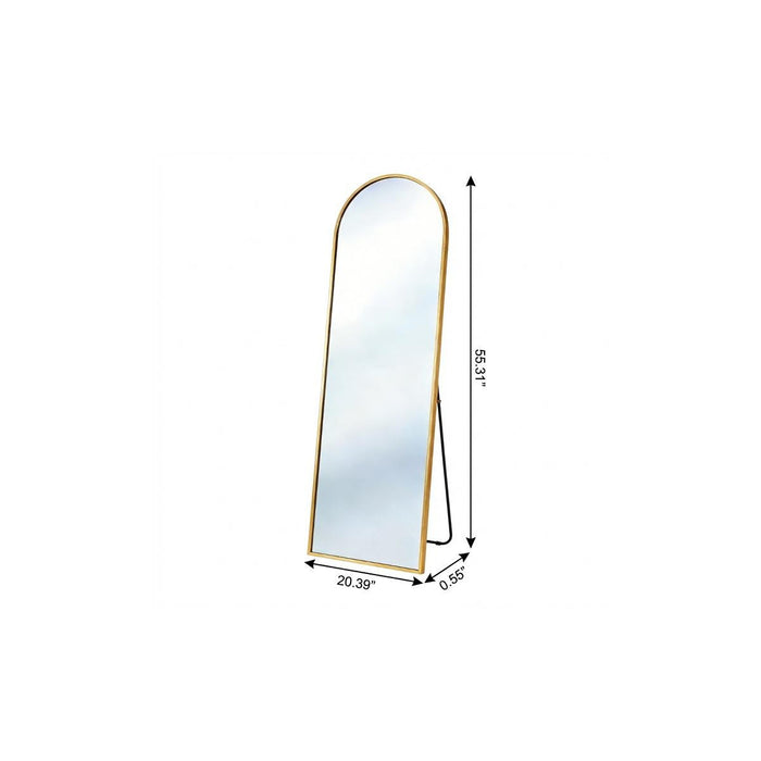 55" Gold Aluminum Arch Freestanding And Wall Mounted Framed Full Length Mirror