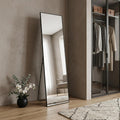 59" Black Aluminum Freestanding And Wall Mounted Framed Full Length Mirror