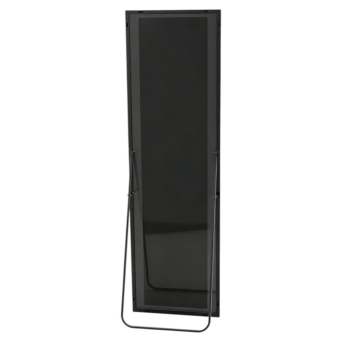 59" Black Aluminum Freestanding And Wall Mounted Framed Full Length Mirror