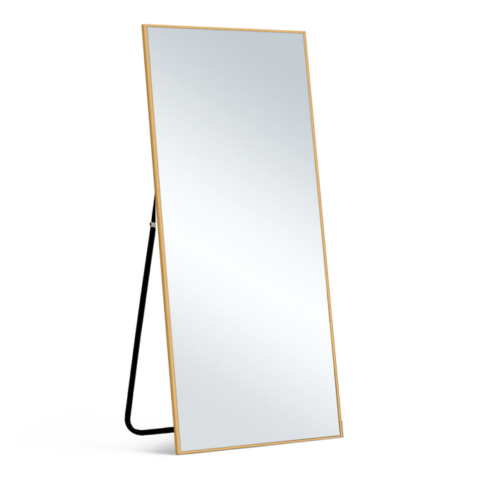 59" Gold Aluminum Freestanding And Wall Mounted Framed Full Length Mirror